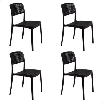 Kit 4 Cadeira Tramontina Serena Em Polipropileno Cor Preto 92096009 Kit 4 Cadeira Tramontina Serena Em Polipropileno Cor Preto 92096009