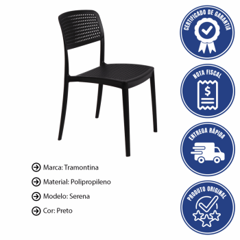 Kit 4 Cadeira Tramontina Serena Em Polipropileno Cor Preto 92096009