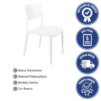 Kit 4 Cadeira Tramontina Serena Em Polipropileno Cor Branca 92096010
