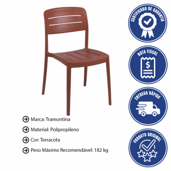 Kit 4 Cadeira Tramontina Amélia Em Polipropileno Cor Terracota 92098242