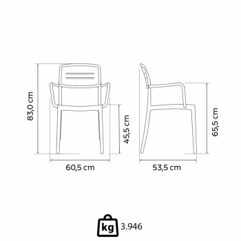 Kit 4 Cadeira Tramontina Amélia Em Polipropileno Cor Terracota Com Braços 92099242