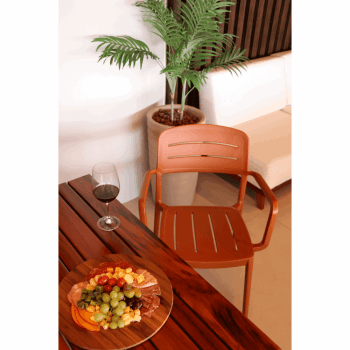 Kit 4 Cadeira Tramontina Amélia Em Polipropileno Cor Terracota Com Braços 92099242