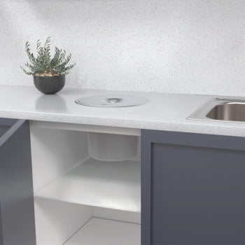 Lixeira de Embutir Tramontina Clean Round em Aço Inox com Balde Plástico 8 L 94518000