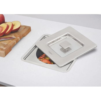 Lixeira de Embutir Tramontina Clean Square em Aço Inox com Balde Plástico 5 Litros 94518205