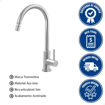 Torneira de Bancada Tramontina Arko em Aço Inox 94520017