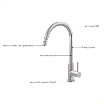 Torneira de Bancada Tramontina Arko em Aço Inox 94520017