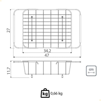 Cesto Aramado Retangular Tramontina Inox com Alça Regulável para Cubas e Pias 42x33x16 cm 94528030