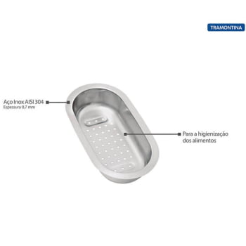 Cesto Coador Tramontina em Aço Inox para Cuba e Tábua Auxiliar 94532006
