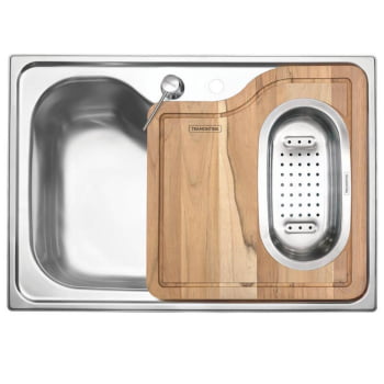 Cesto Coador Tramontina em Aço Inox para Cuba e Tábua Auxiliar 94532006