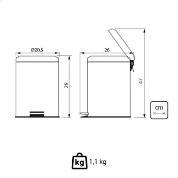 Lixeira com Pedal Tramontina Brasil em Inox Polido e Balde Interno Removível 5 L 94538105