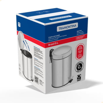 Lixeira com Pedal Tramontina Brasil em Inox Polido e Balde Interno Removível 5 L 94538105