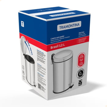 Lixeira com Pedal Tramontina Brasil em Inox Polido e Balde Interno Removível 12 L 94538112