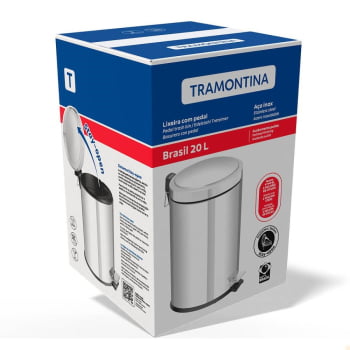 Lixeira com Pedal Tramontina Brasil em Inox Polido e Balde Interno Removível 20 L  94538120