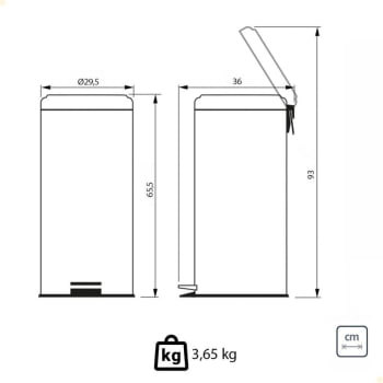 Lixeira com Pedal Tramontina Brasil em Inox Polido e Balde Interno Removível 30 L 94538130