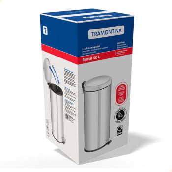 Lixeira com Pedal Tramontina Brasil em Inox Polido e Balde Interno Removível 30 L 94538130