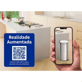 Lixeira com Pedal Tramontina Brasil em Inox Polido e Balde Interno Removível 30 L 94538130