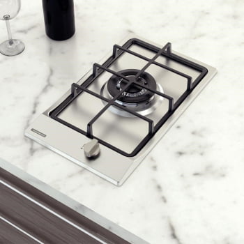 Cooktop a Gás Tramontina Dominó Aço Inox 1 GX TRI HE SAFESTOP 30 Trempes Ferro Fundido 94700114