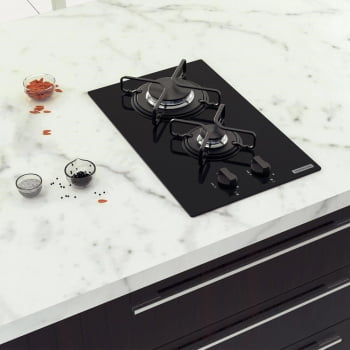 Cooktop a Gás Tramontina Dominó 2GG 30 com Vidro Temperado Preto 2 Queimadores 94702201