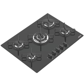 Cooktop à Gás Tramontina Penta B 5GG TRI 70 Vidro Temperado Preto 5 Queimadores 94708201