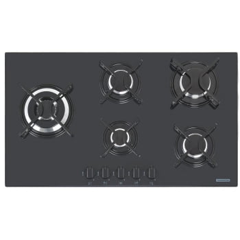 Cooktop a Gás Tramontina Penta Side Plus W 5GG Tri 90  Vidro Preto 5 Queimadores 94709301