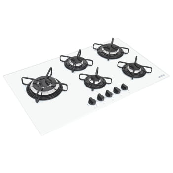 Cooktop a Gás Tramontina Penta Side Plus W 5GG Tri 90 Vidro Branco 5 Queimadores 94709371