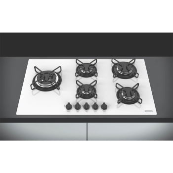 Cooktop a Gás Tramontina Penta Side Plus W 5GG Tri 90 Vidro Branco 5 Queimadores 94709371