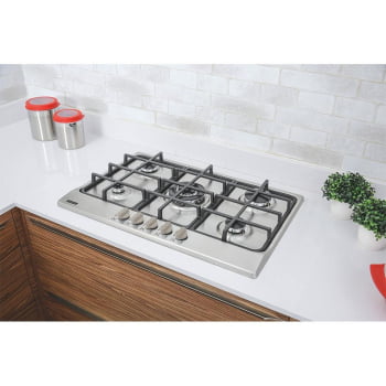 Cooktop a Gás Tramontina New Penta  5GX TRI HE 75 Safestop Inox 5 Queimadores 94716114