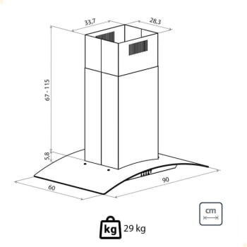 Coifa de Ilha Tramontina New Vetro Isla em Aço Inox e Vidro Temperado 90 cm 127V 95800019