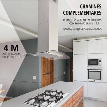 Coifa de Ilha Tramontina New Vetro Isla em Aço Inox e Vidro Temperado 90 cm 127V 95800019