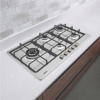 Cooktop a Gás Tramontina Penta Plus 5GX TRI HE Safestop 90 Inox 5 Queimadores 94752104