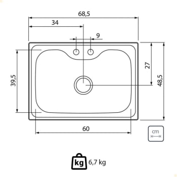 Cuba Tramontina Morgana 60 FX 69x49 cm Inox com Lixeira Tábua Dosador Cesto e Válvula 94990002
