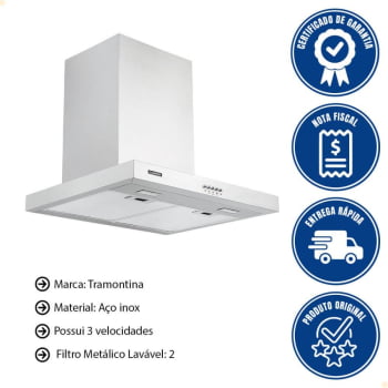 Coifa de Parede Tramontina New Dritta em Aço Inox 60 cm 220V 95800002