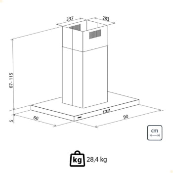 Coifa de Ilha Tramontina New Dritta Isla em Aço Inox 90 cm 220V 95800018