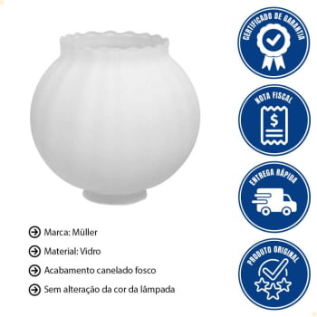 Vidro Cúpula Bola Muller Americana Canelada Fosca BC46