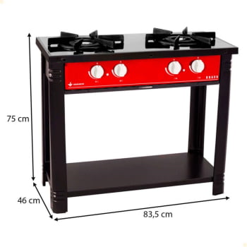 Fogão Industrial Venâncio a Gás Bravo 2 Bocas Vermelho Esmaltado BR2BVR 16568