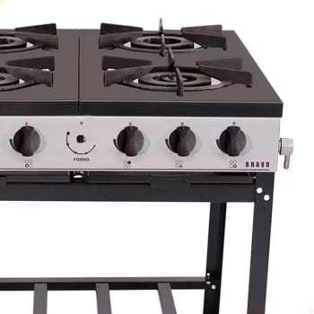 Fogão Industrial Venâncio a Gás Bravo 4 Bocas Cinza Esmaltado BR4B 16590
