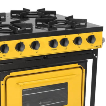 Fogão Industrial Venâncio Bravo a Gás 4 Bocas com Forno Amarelo Esmaltado BR4BFAM 16625
