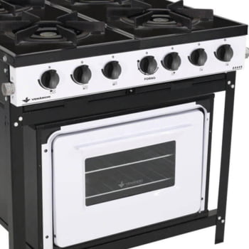 Fogão Industrial Venâncio Bravo a Gás 4 Bocas com Forno Branco Esmaltado BR4BFBR 16607