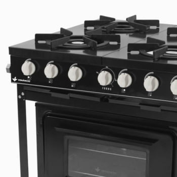 Fogão Industrial Venâncio Bravo a Gás 4 Bocas com Forno Preto Esmaltado BR4BFPR 16627