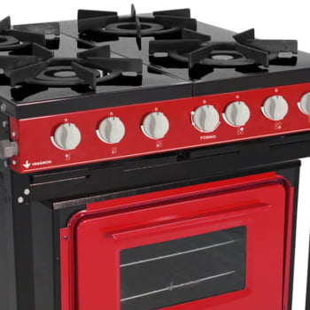 Fogão Industrial Venâncio Bravo a Gás 4 Bocas com Forno Vermelho Esmaltado BR4BFVR 16617