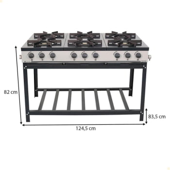 Fogão Industrial Venâncio a Gás Bravo 6 Bocas Padrão BR6B 16598