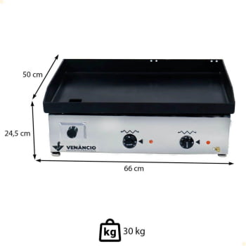 Chapa Bifeteira Elétrica Venancio Inox Modelo 650 220V CE65 14261