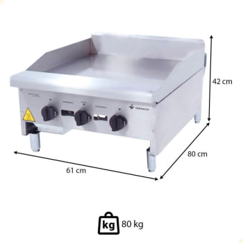 Chapa Venâncio Americana A Gás 60 Cm Profissional 18mm CG60