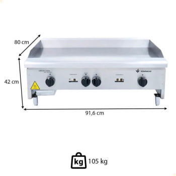 Chapa Venancio Americana em Aço Inox Chapa 8 mm em Aço Laminado Gás GLP - CG90 14162