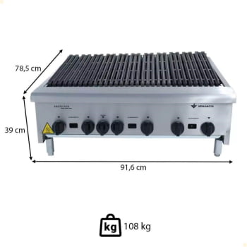 Chapa Grill Charbroiler Americana Venancio Corpo em Aço Inox Escovado a Gás 90cm - CGG90 14186