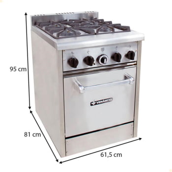 Fogão Profissional Venâncio  Don Bidone 4 Bocas com Forno Gás GLP FDB4F 14612