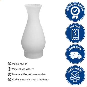 Cúpula Tulipa Vidro Manga Fosco Lustre Arandela Lampião MC46 Muller 