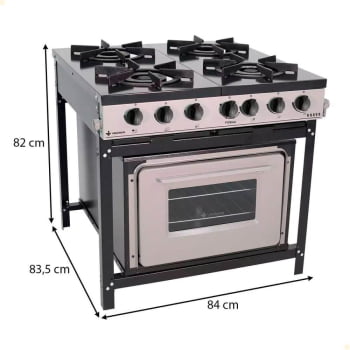 Fogão Industrial Venâncio Bravo a Gás 4 Bocas com Forno Cinza Esmaltado BR4BF 16606
