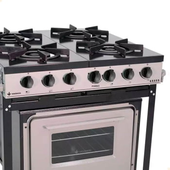 Fogão Industrial Venâncio Bravo a Gás 4 Bocas com Forno Cinza Esmaltado BR4BF 16606