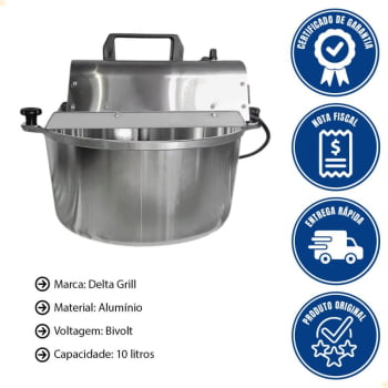 Panela Misturadora Mexedora Em Alumínio Diamantado Delta Grill 10 Litros Bivolt 1068